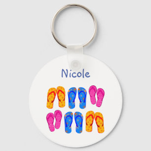 Porte-clés Nom personnalisé Flip Flops Sandal Summer Fun