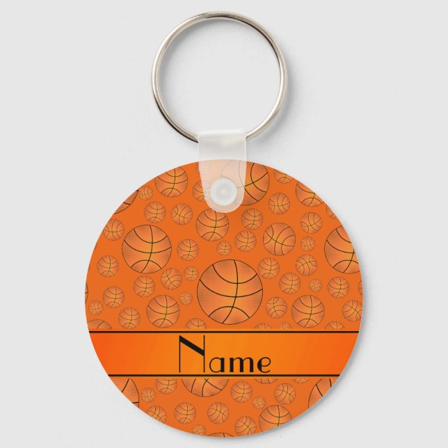 Porte-clés Nom personnalisé fun orange basketballs orange ban (Recto)