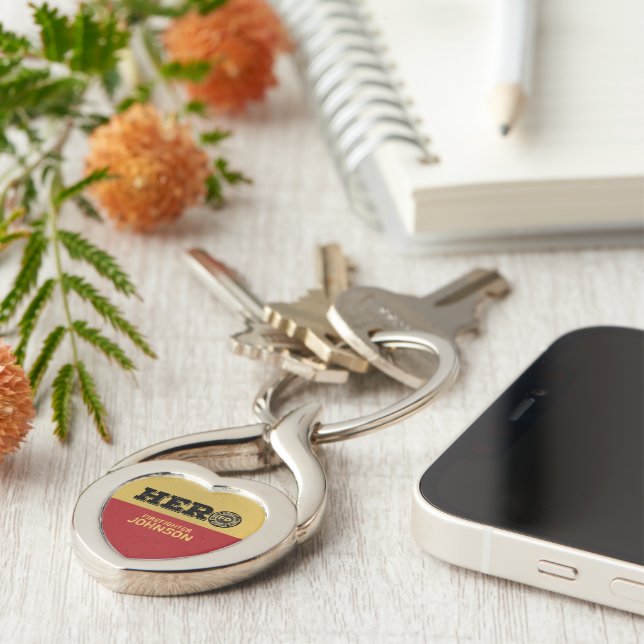 Porte-clés Nom personnalisé, héros du pompier (Côté )