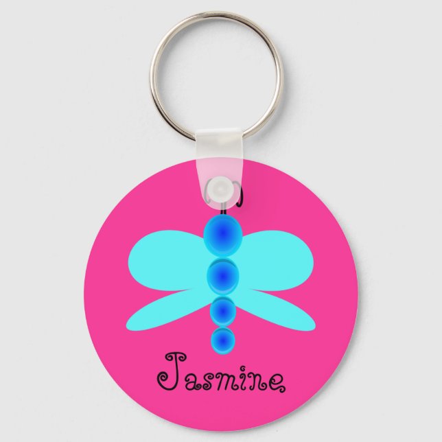 Porte-clés Nom personnalisé Joli Papillon bleu (Recto)