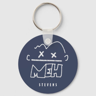 Porte-clés Nom personnalisé Meh Funny Face Emoji