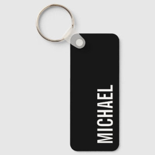 Porte-clés Nom personnalisé minimaliste moderne noir