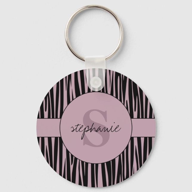 Porte-clés Nom personnalisé Monogramme Zebra stripes motif (Recto)