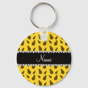 Porte-clés Nom personnalisé motif d'ananas jaune