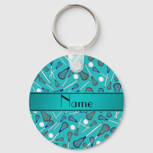 Porte-clés Nom personnalisé motif de crosse turquoise
