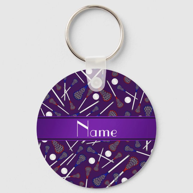 Porte-clés Nom personnalisé motif de crosse violette (Recto)