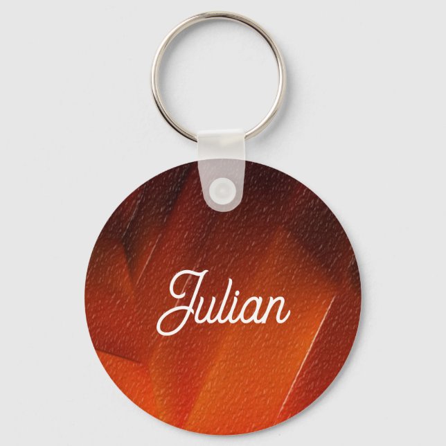Porte-clés Nom personnalisé motif texturé orange (Recto)