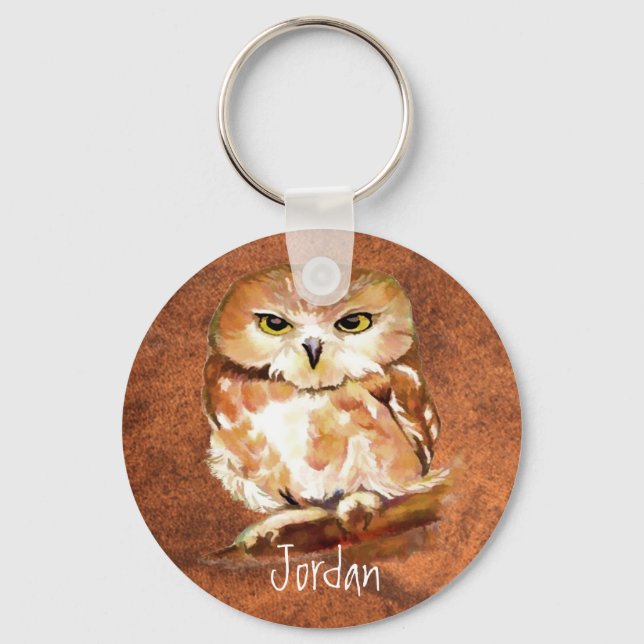 Porte-clés Nom personnalisé Oiseau d'aquarelle personnalisé (Recto)