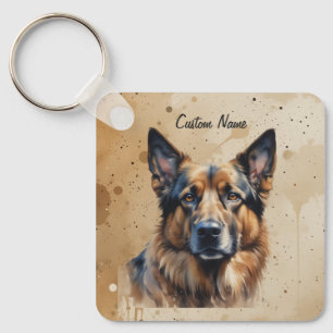 Porte-clés Nom personnalisé ou texte Berger allemand animal d