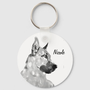 Porte-clés Nom personnalisé ou texte Chien de berger allemand