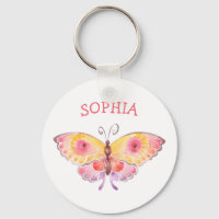 Nom personnalisé Papillon enfants mignonne rose