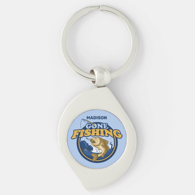 Porte-clés Nom personnalisé Pêche terminée (Devant)