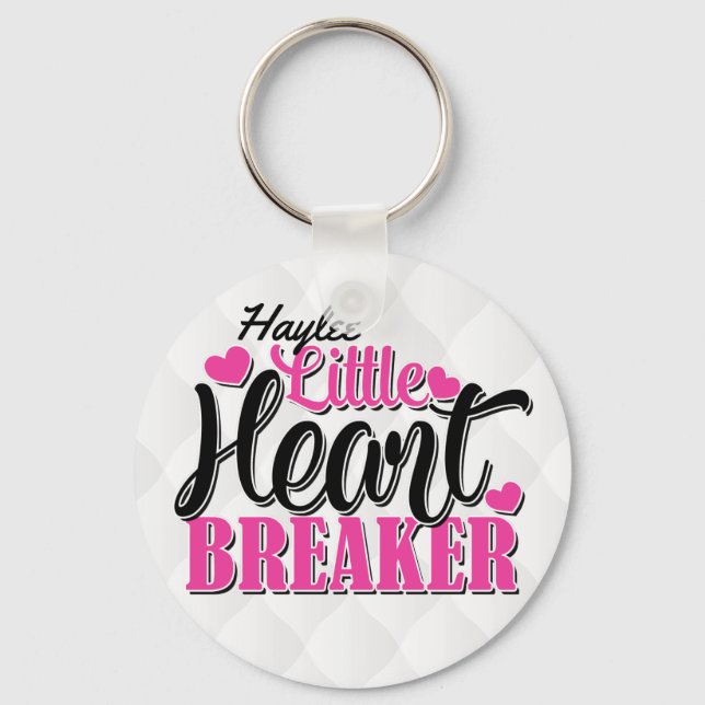 Porte-clés Nom personnalisé Pink Little Heart Breaker (Recto)