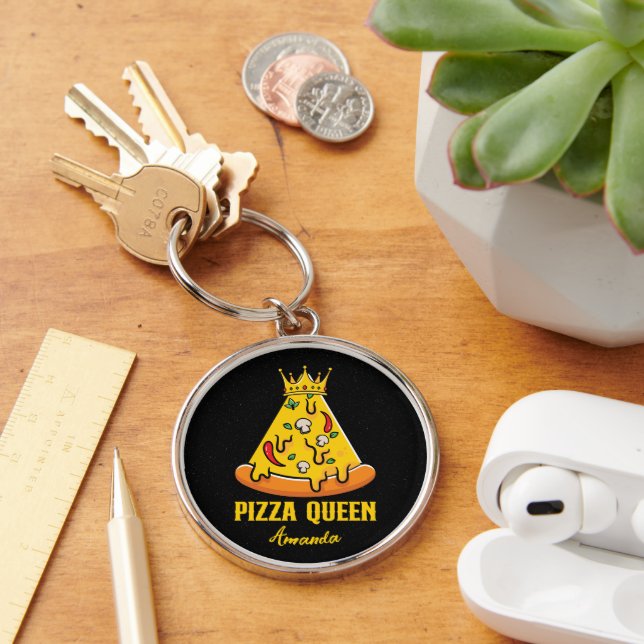 Porte-clés Nom personnalisé Pizza Queen (Bureau)