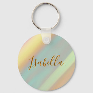 Porte-clés Nom personnalisé Plage Côtière Pastel