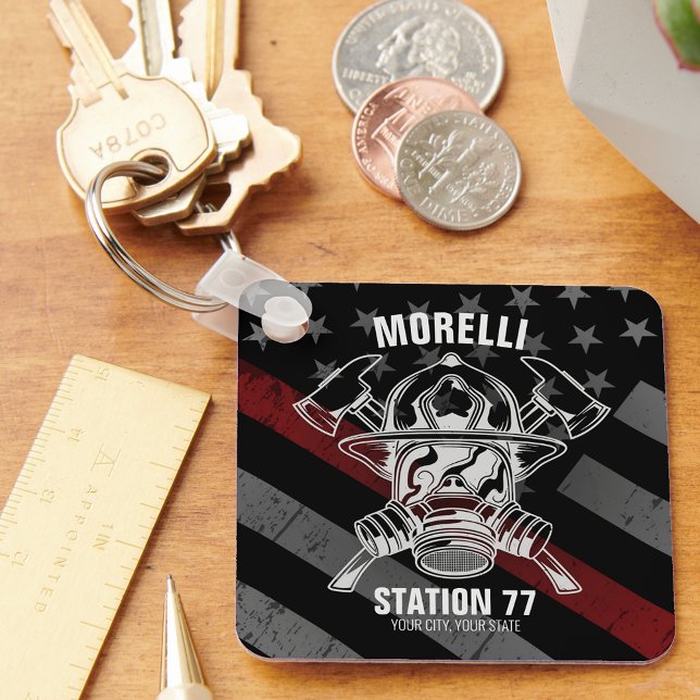 Porte-clés Nom personnalisé Pompier Station du service d'ince (Créateur téléchargé)