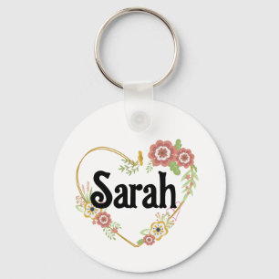 Porte-clés Nom personnalisé Porte - clé Fleur de coeur Wreath