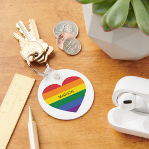 Porte-clés Nom personnalisé Rainbow Love