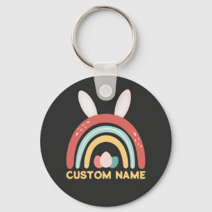 Porte-clés Nom Personnalisé Rainbow Oeuf Bunny Oreille Mignon