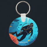 Porte-clés Nom personnalisé Scuba Diver<br><div class="desc">Voir mon magasin pour plus d'articles avec cette image.</div>
