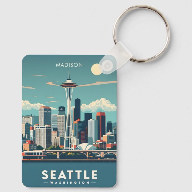 Porte-clés Nom personnalisé Seattle Washington (Verso)