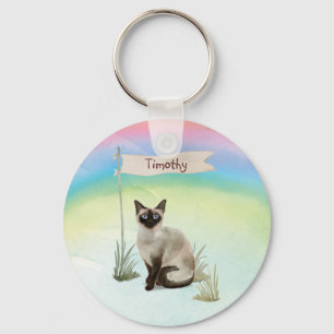 Porte-clés Nom personnalisé Siamese Chat Pet