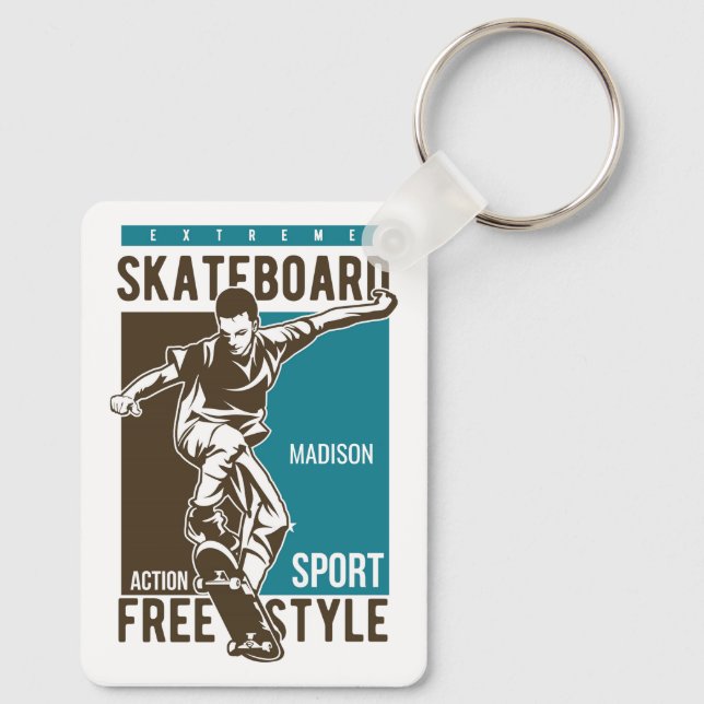 Porte-clés Nom personnalisé Skate (Verso)