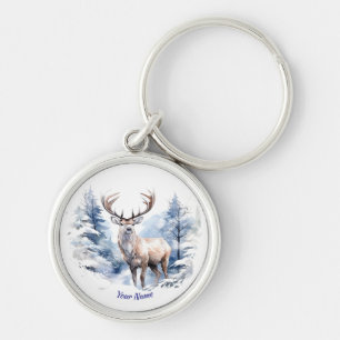 Porte-clés Nom personnalisé Stade Deer Winter Snow Forest Ani