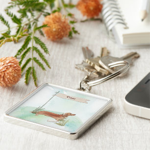 Porte-clés Nom Personnalisé Tan Dachshund Animal Chien