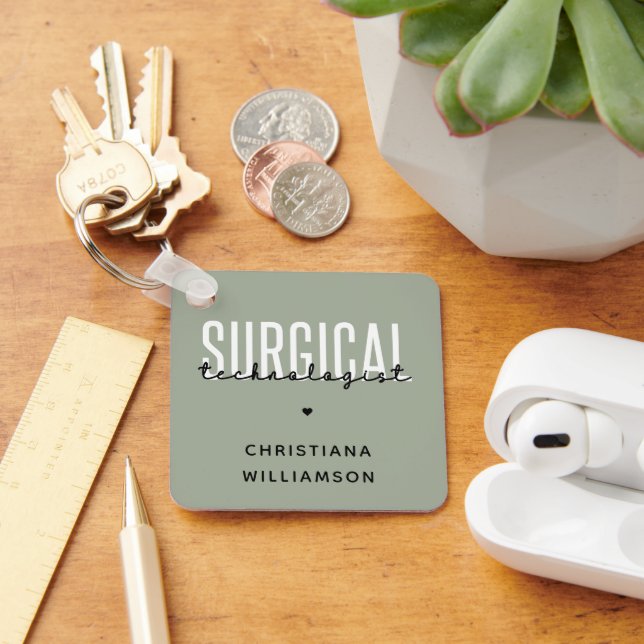 Porte-clés Nom personnalisé Technologue chirurgical Med Surg  (Bureau)