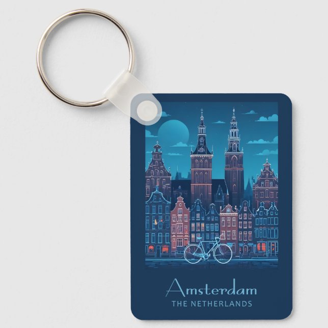 Porte-clés Nom personnalisé / Texte Amsterdam (Recto)