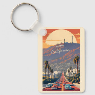 Porte-clés Nom personnalisé / Texte Hollywood Californie