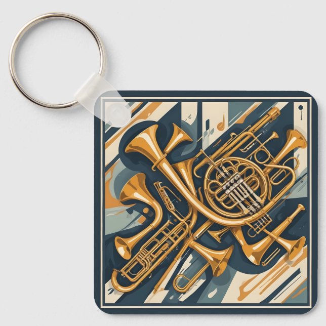 Porte-clés Nom personnalisé / Texte Instruments de musique (Recto)