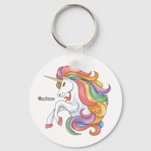 Porte-clés Nom personnalisé Unicorne colorée