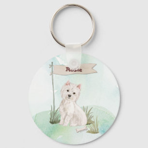 Porte-clés Nom personnalisé Westie Pet Dog
