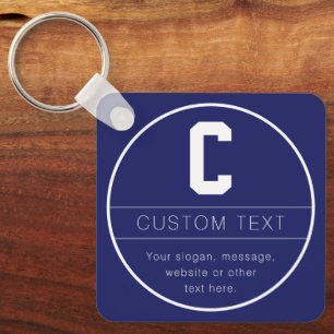 Porte-clés Nom unique et Modèle monographique   Bleu Marine