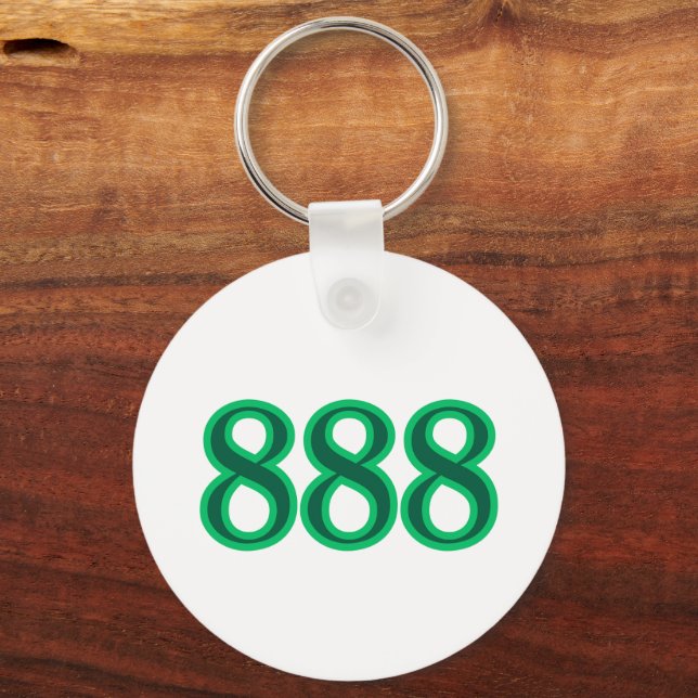 Porte-clés Nombre angélique 888 Argent (Recto)
