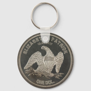 Porte-clés Nommé Argent 1865 Dollar Mariage Ou Anniversaire