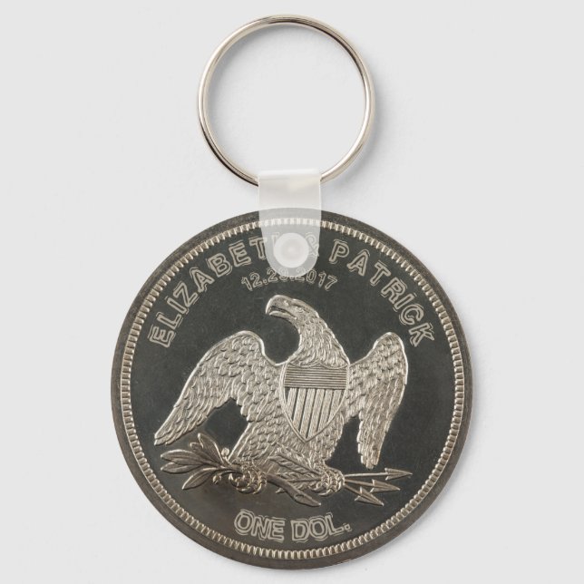 Porte-clés Nommé Argent 1865 Dollar Mariage Ou Anniversaire (Recto)