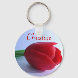 Porte-clés nommé personnalisé - tulipe rouge