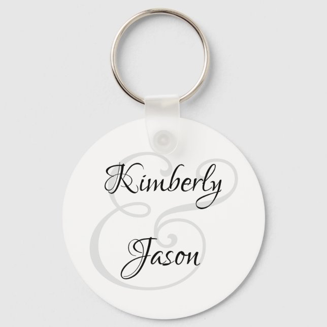 Porte-clés Noms de lui et d'elle en script DIY, noir et gris  (Recto)