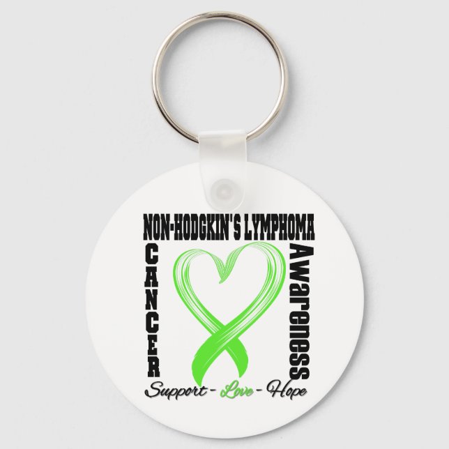 Porte-clés Non Hodgkins Lymphoma Brushed Heart Ribbon (Recto)