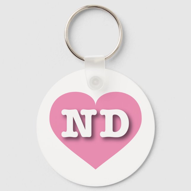 Porte-clés North Dakota Pink Heart - J'aime ND (Recto)