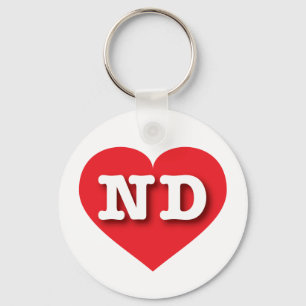 Porte-clés North Dakota Red Heart - J'aime ND