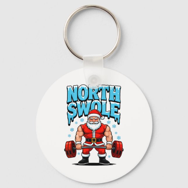 Porte-clés North Swole Santa Funny Christmas Gym Workout Lift (Recto)