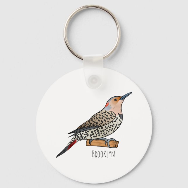 Porte-clés Northern flicker bird cartoon illustration  (Recto)