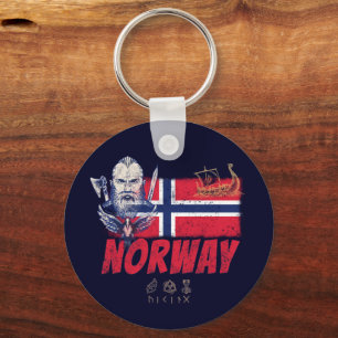 Porte-clés Norvège Vive Drapeau Vintage Et Souvenir De Navire