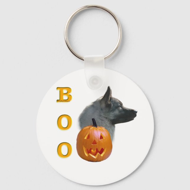 Porte-clés Norvégien Elkhound Halloween Boo (Recto)