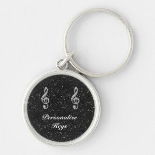 Porte-clés Note de musique diamantée scintillante personnalis