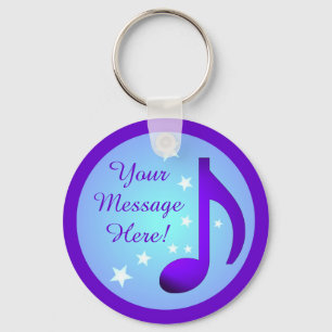 Porte-clés Note de musique violet Cercle bleu Étoiles Personn
